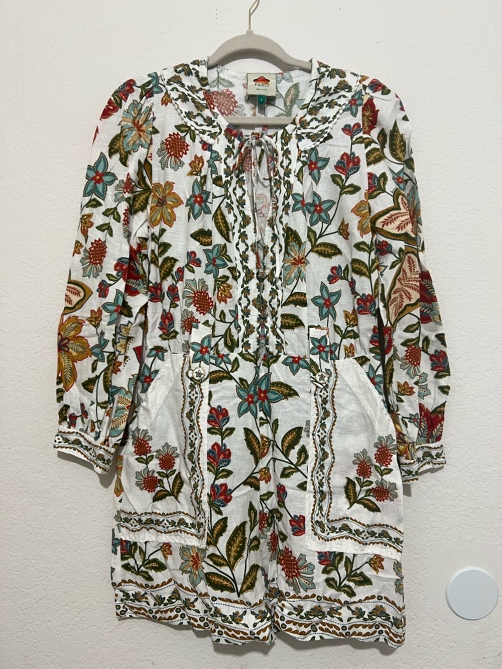 Farm Rio linen blend romper size S